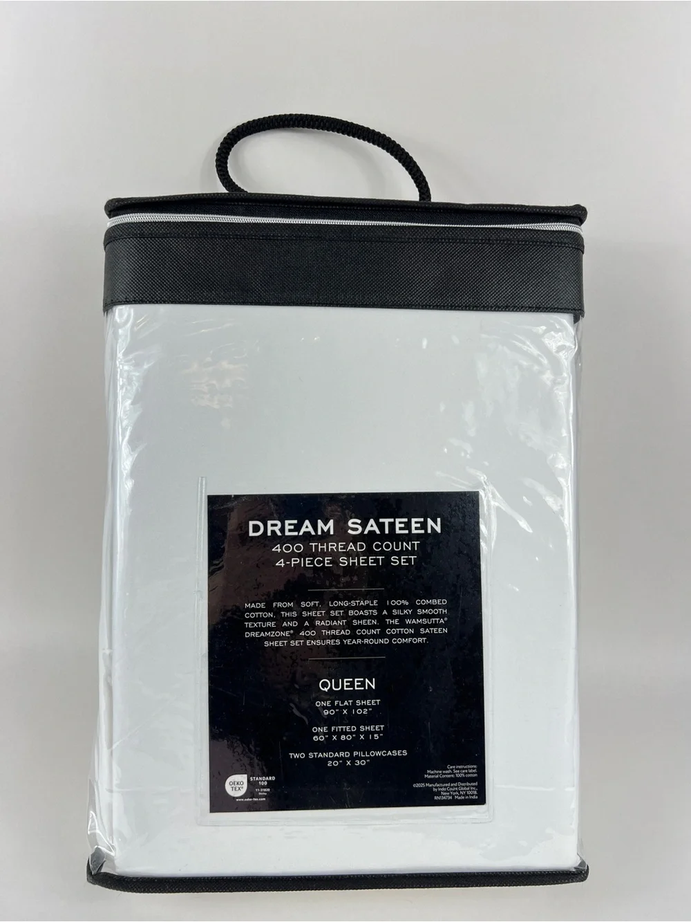 Wamsutta Dream Zone Queen Sheet Set White Sateen 400 TC Luxury Cotton 4 Pc NEW